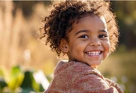 A smiling child outdoors
